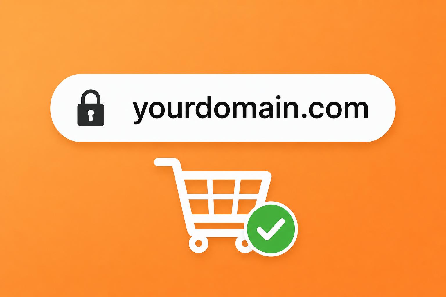 Namecheap domain registration concept with browser address bar and shopping cart